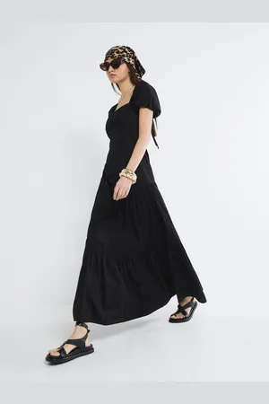River Island 100% Cotton Puff Sleeve Tea Midi Dress AU 10
