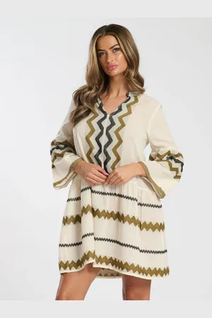 South Beach Jacquard Drop Hem Tiered 100% Cotton Mini Dress AU 8