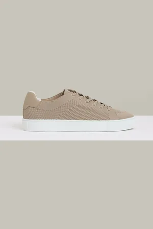 Reiss Light Khaki Finley Knit Knitted Low Top Trainers AU 10 (EU 44)