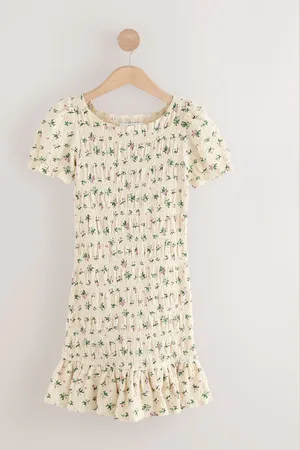 Next Shirred Puff Sleeve Mini Dress AU 24