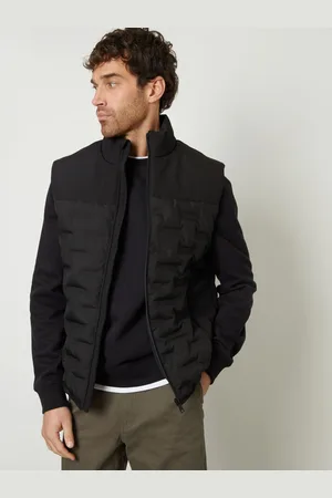 Threadbare Black Quilted Panel Funnel Neck Gilet XL