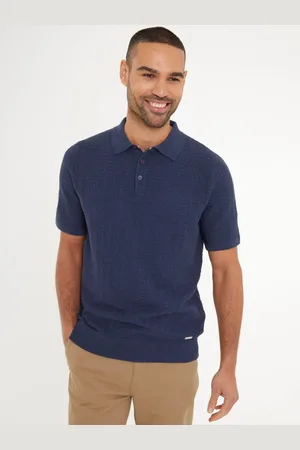 Threadbare Cotton Mix Short Sleeve Textured Knitted Polo Shirt L