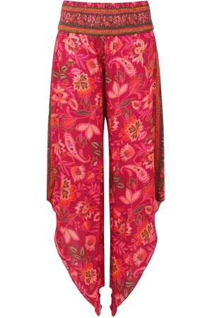 Joe Browns Pink Relaxed Fit Contrast Floral Border Print Trousers 16