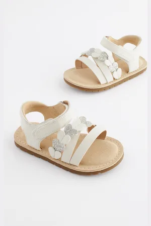 Next White Wide Fit (G) Touch Fastening Corkbed Sandals AU 6.5 (EU 23.5)