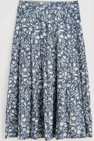 Seasalt Cornwall Jamboree Chambray Midi 100% Cotton Skirt AU 12