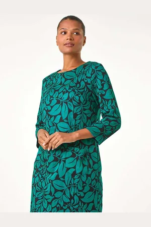 Roman Leaf Print Pocket Detail Shift Dress AU 14
