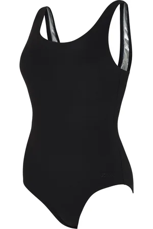 Zoggs Thermal Silver Lined Scoopback Black Swimsuit AU 14