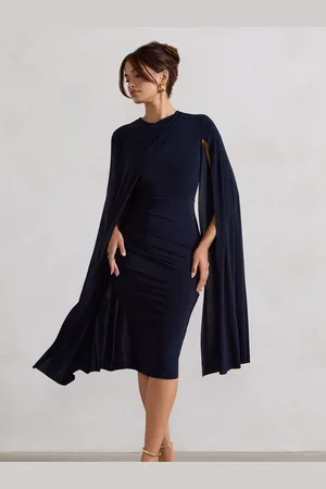 Club L Marysol Asymmetric Cape Midi Dress AU 16