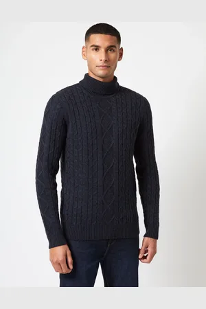 French Connection Blue Roll Cable 2 Jumper M
