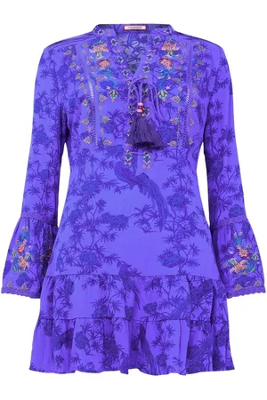 Joe Browns Blue Bird Print Lace Detail Tunic AU 16