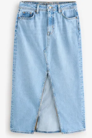 Superdry Denim Split Maxi 100% Cotton Skirt AU 28