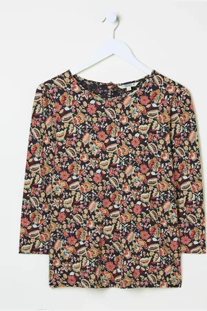 Fat Face FatFace Ria Black Historical Floral Top AU 8