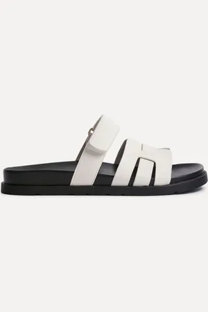 Linzi Black Chrome Essential Slip-On Sandals With Woven Front Strap eu42uk8
