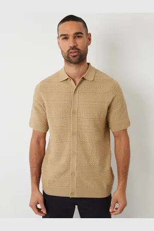 Threadbare Textured Knitted Button Through Polo Shirt M