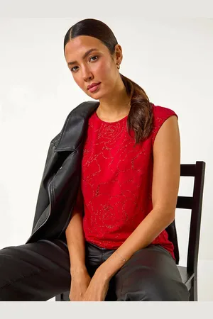 Roman Red Glitter Rose Bow Back Vest Top AU 18
