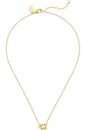 Coach Gold Tone Pearl Signature Pendant Necklace One
