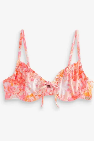 Laura Ashley Coral Pink Mathilde Wired Bikini Top 34 DD