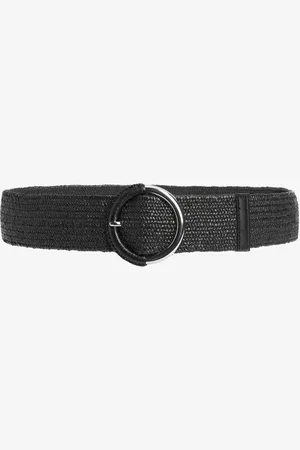 Next Black Raffia Wide Belt M