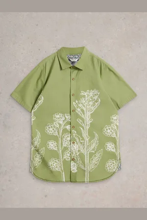 White Stuff Floral Border Short Sleeve Printed 100% Organic Cotton Shirt XL