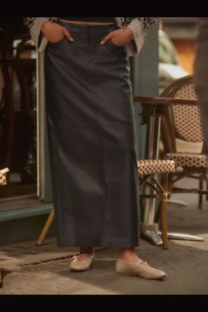 Next Faux Leather PU Column Skirt AU 16 Petite