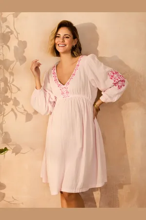 JoJo Maman Bébé Embroidered Textured Maternity Mini Dress L