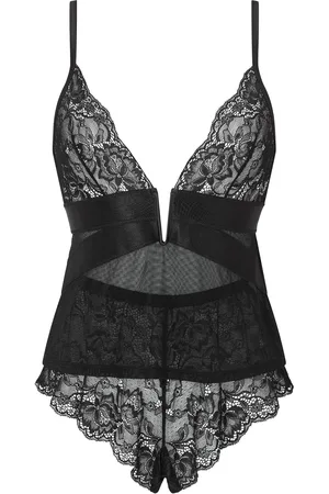 Ann Summers Black Gracious Lace & Mesh Cami Pyjama Set L