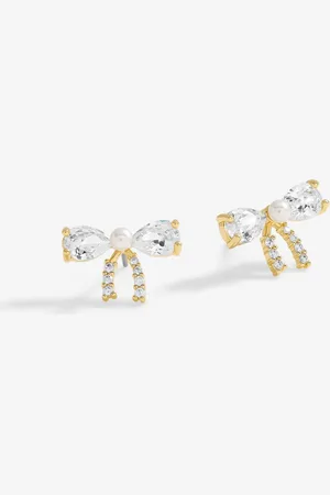Jon Richard Gold Tone Cubic Zirconia And Pearl Bow Earrings One