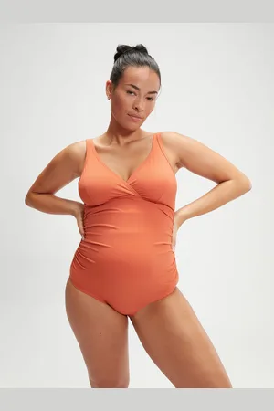 Speedo Brown Maternity Womens Adjustable U-Back Swimsuit 1 Piece XS