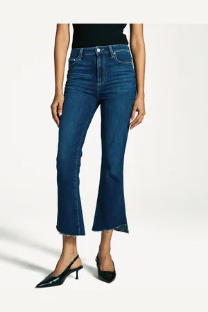 Paige Blue Claudine Crop Raw Hem Straight Jeans 25W x 31R (UK 25 R)
