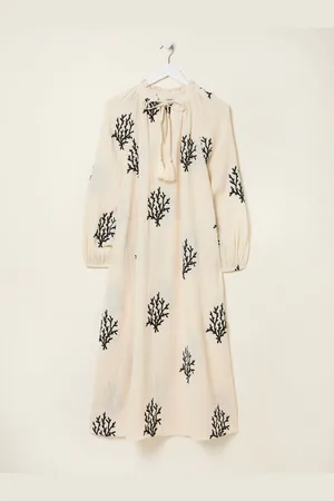Fat Face FatFace Beachwear Coral Embroidered Kaftan Dress AU 14 S