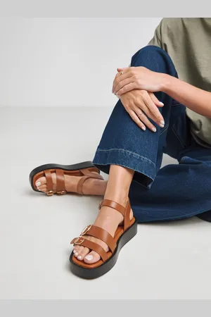 Simply Be Black Extra Wide Fit Chunky Multi Buckle Hardware Sandals In Wide Fit AU 11 (EU 42)
