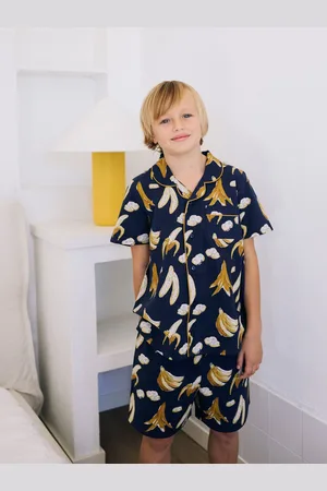 Their Nibs Navy Bananas Kids Cotton Short Pyjama Set 122128cm