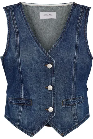 Noisy May Blue 100% Cotton Denim Waistcoat With Button Close AU 12