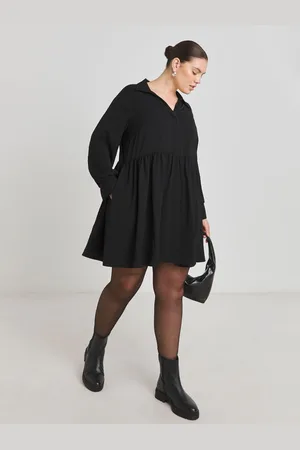 Simply Be Herringbone Twill Smock Dress With Pockets AU 16