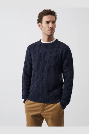 French Connection Blue Crew Cable 2 Jumper XXL