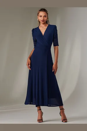 Jolie Moi Zeena Plain Wrap Mesh Maxi Dress AU 8