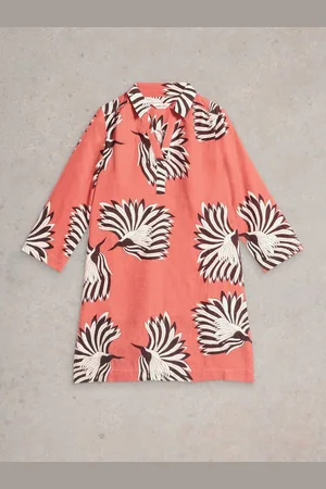 White Stuff Pink Dark Blake 100% Linen Tunic AU 22