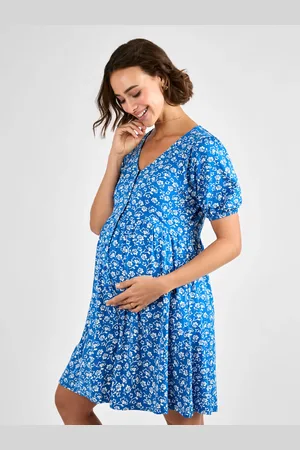 JoJo Maman Bébé Floral Button Through Maternity Jersey Dress S