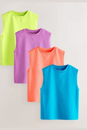 Next Blue/Green/Coral/Purple Fluro Tank Vest 4 Pack (3-16yrs) 11 Years