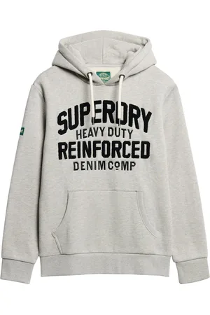 Superdry Stone Beige Marl Embroider Script Graphic Hoodie S