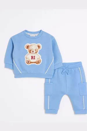 River Island Blue Baby Boys Blue Bear Sweat Set 6