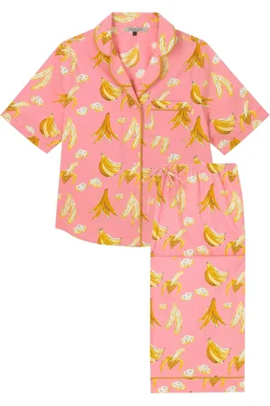 Their Nibs Pink Bananas Short Sleeve Cropped Leg Capri Pyjama Set S
