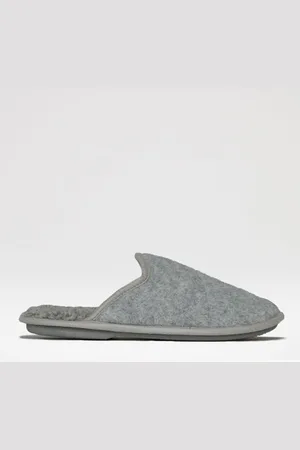Threadbare Grey Borg Lined Felt Mule Slippers UK 11-12