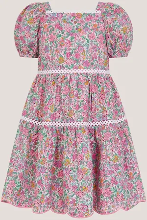 Monsoon Broderie Floral Puff-Sleeve 100% Cotton Dress 6 Years (116cm)