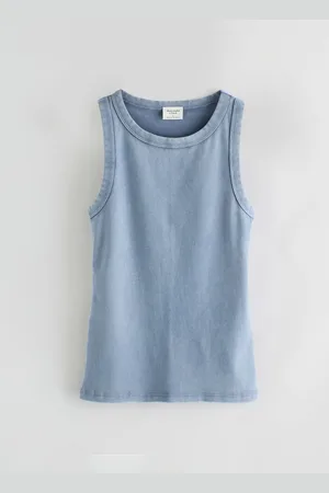 Abercrombie & Fitch Blue Ribbed 100% Cotton Tank Top medium