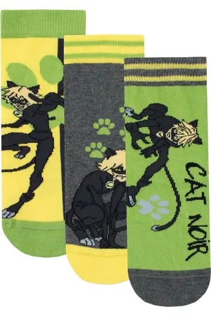 Character Green Miraculous 100% Cotton Socks 3 Pack 3-5 Jnr