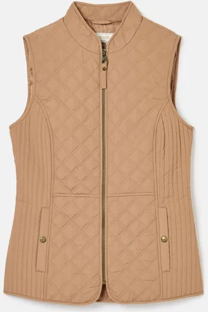 Joules Minx Tan Showerproof Diamond Quilted Gilet AU 24