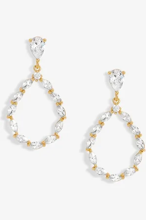 Jon Richard Gold Tone Cubic Zirconia Open Earrings One