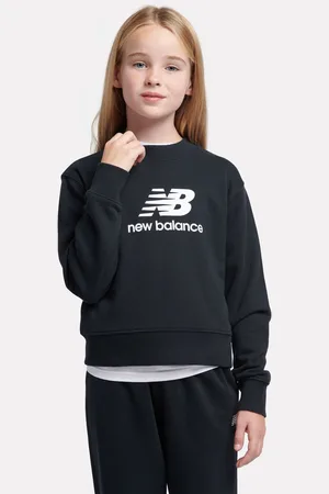 New Balance Black Kids French Terry Stacked Logo Crew Sweatshirt 14