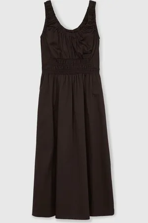 Reiss Anouk Cotton Craft-Stitch Shirred Midi Dress AU 8